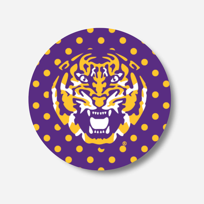 LSU Tiger Polka Dot Gameday Button