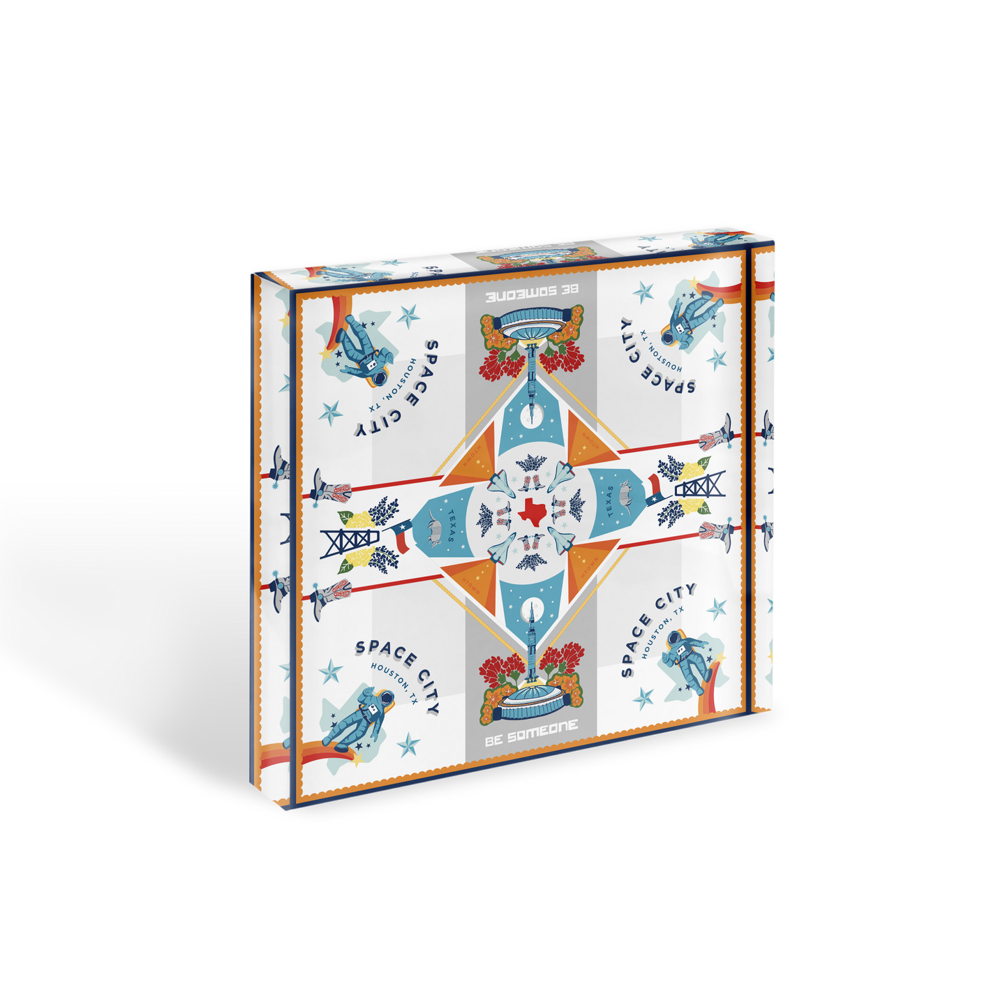 Space City Acrylic Block Scarf Art