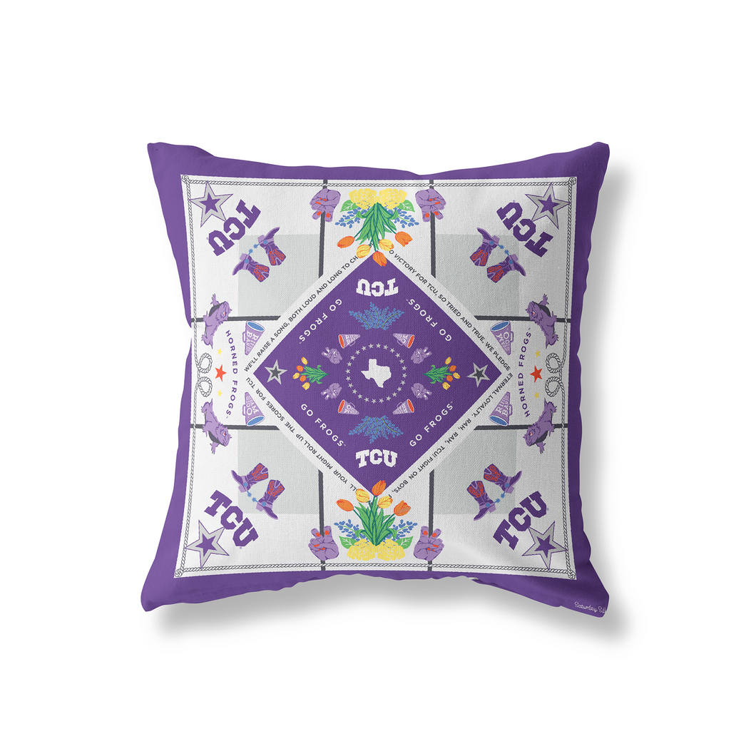 TCU Horned Frogs Cotton Pillow Cover