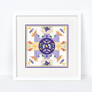 LSU Tigers Framed Print Scarf Art