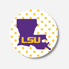 Load image into Gallery viewer, LSU State Polka Dot Gameday Button
