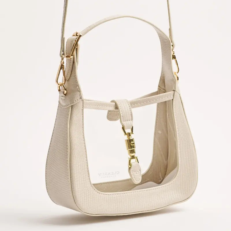 Paige Piston Lock Clear Crossbody Bag